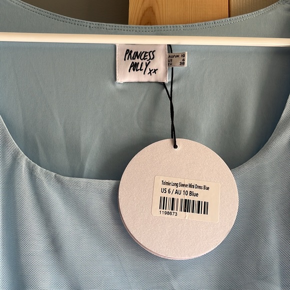 Princess Polly Long Sleeve Mini Dress Light Blue - Picture 2 of 5